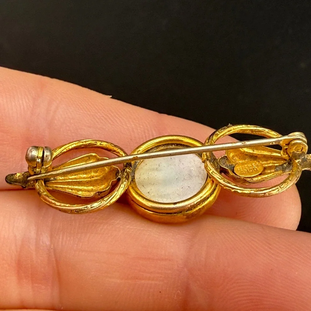 Vintage AMCO Order of the Eastern Star Brooch Gold Filled Enamel MOP READ
